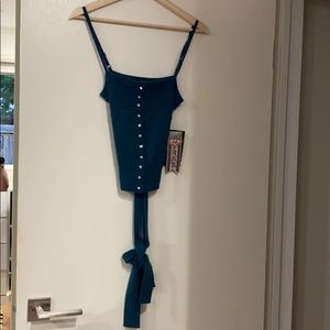 L.A.M.B teal cashmere camisole with removable belt